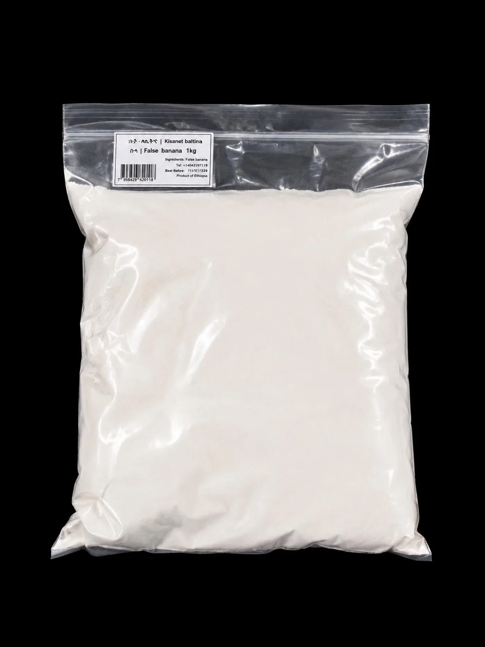Bag of white Bula false banana powder