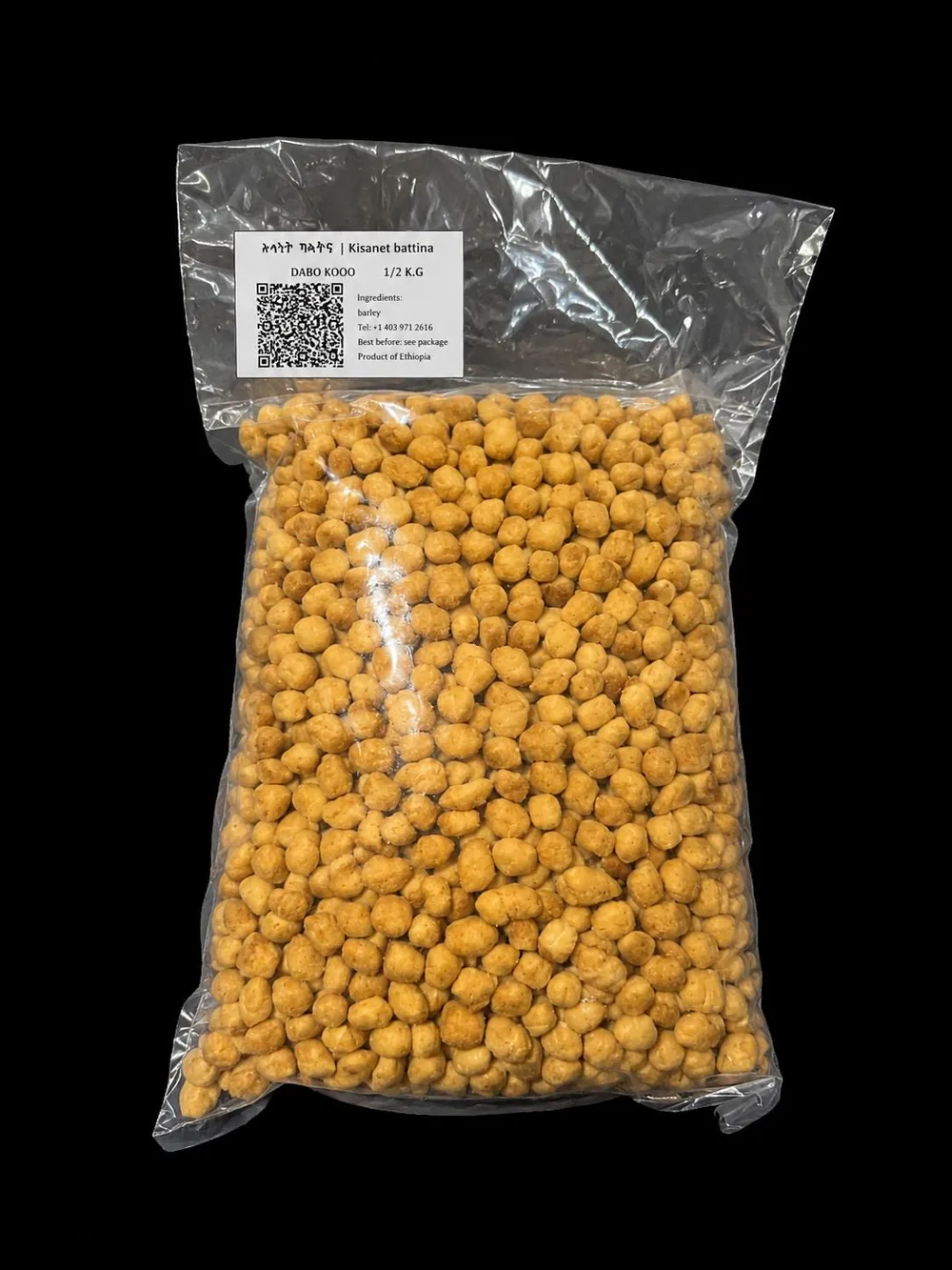 Half-kilogram bag of dabo kolo fried barley bites