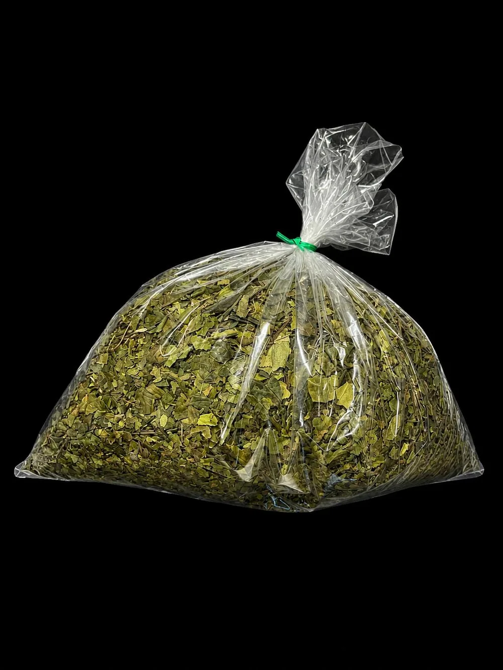 Bag of dried green gesho leaf