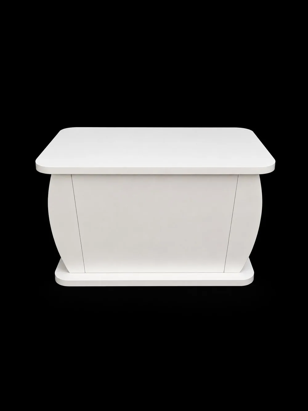 White lacquered rekebot with a barrel-sided body and rounded top