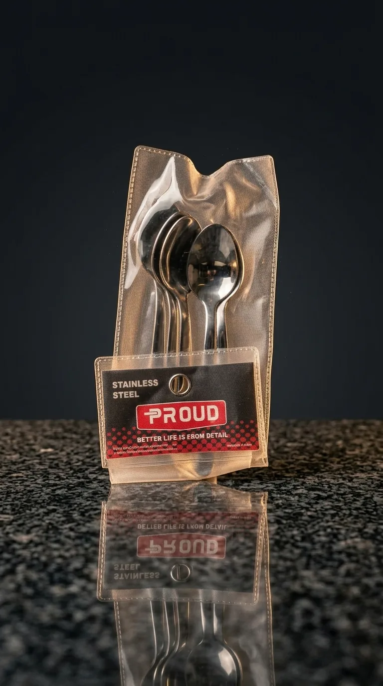 Packaged stainless steel spoon and fork sets